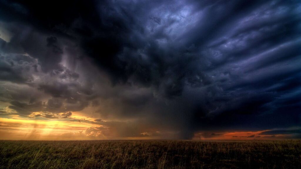 Hail storm clouds over plains.