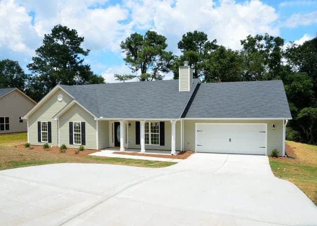 Gray asphalt shingles on a roof.