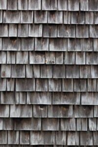 closeup of a wood shake roof surface
