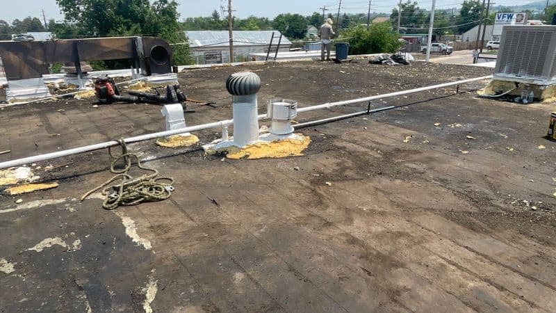 the ailing VFW roof that would later be restored with a GACO roof coating