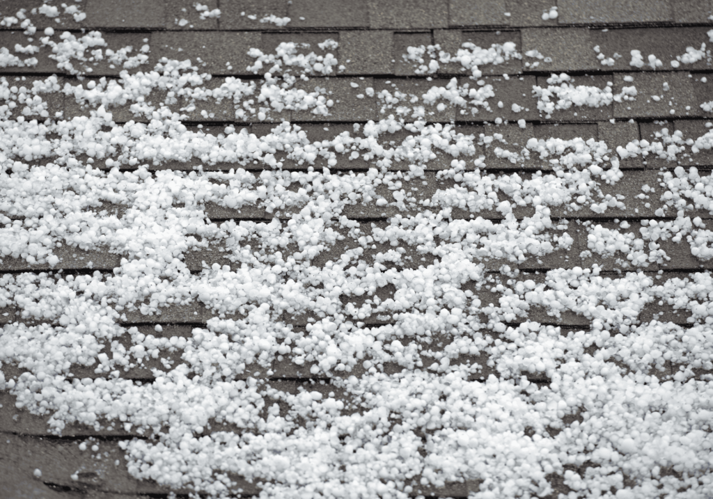 photo of hail on roof