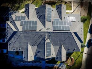 arial view of Solar Panel Installation Elite Roofing & Solar in Denver, CO