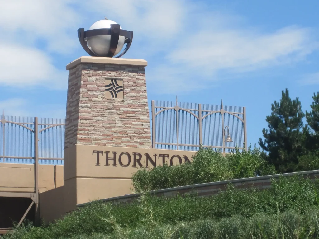Entrance sign for Thornton, representing Elite Solar Michigan’s professional roofing and solar services in Thornton.