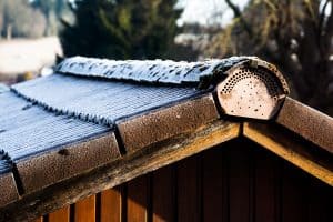 A roof covered with frost